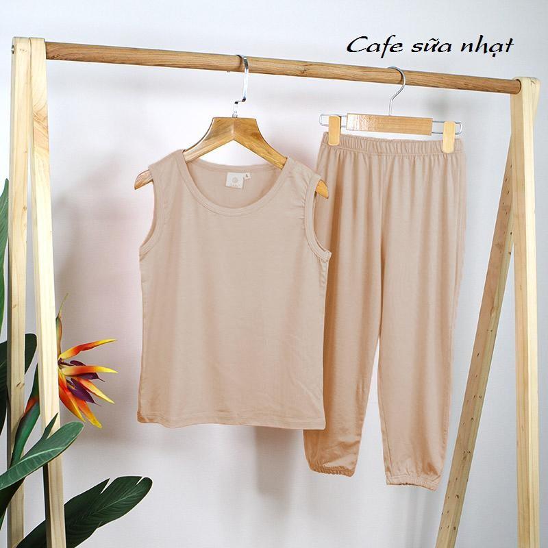 Bộ quần áo ba lỗ trơn dành cho bé trai, bé gái mặc cùng nhau, chất cotton mát mẻ