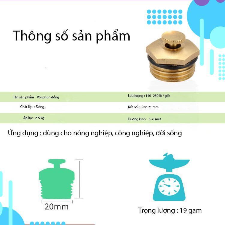 Béc phun sương bằng đồng nguyên chất hình cánh quạt  bán kính lên tới 6-8 mét  206789