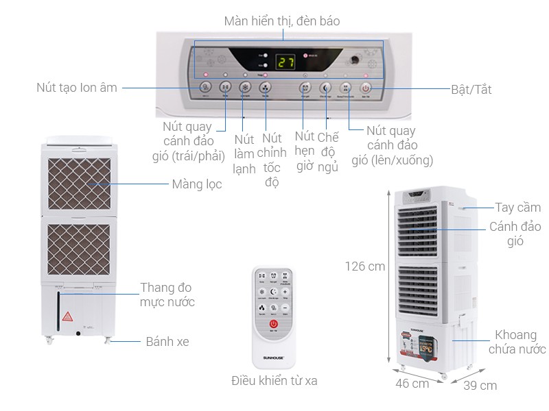 Máy Làm Mát Không Khí Sunhouse SHD7756 - Hàng chính hãng