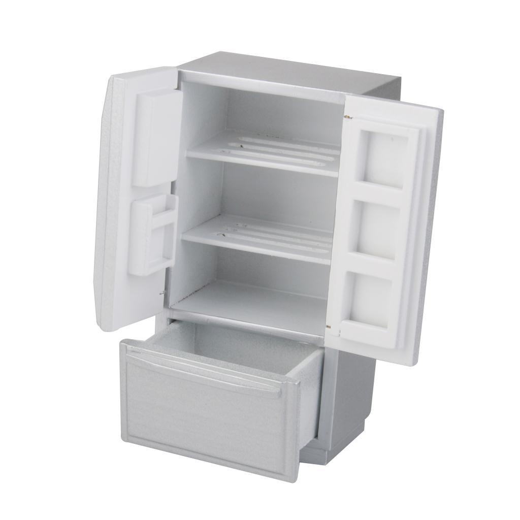 1:12 Dollhouse Miniature Furniture Fridge Refrigerator Silver Dolls House Accessory Home Decoration