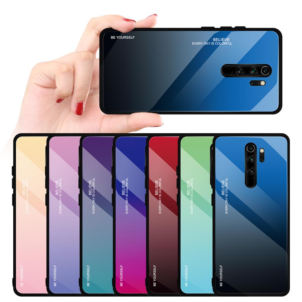 Ốp lưng dùng cho Xiaomi Redmi Note 8 Pro gương cứng 2 màu Gradient Ver 2 , viền TPU dẻo đen