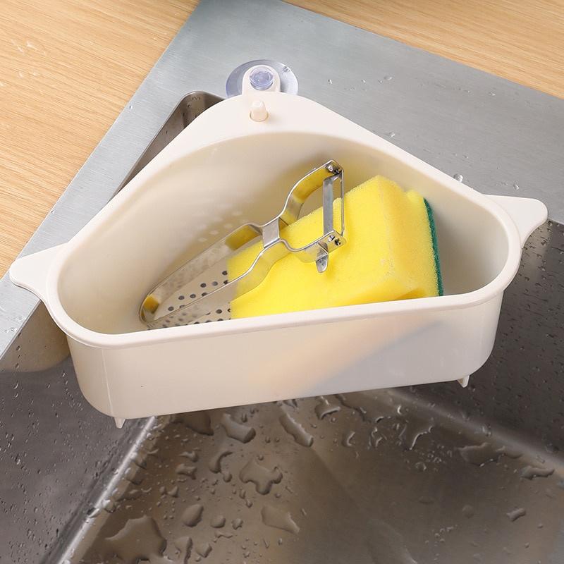 Multifunctional Corner Sink Drain Rack Shelf Suction Cup Sink Drain Basket Bowl Sponge Holder Kitchen Bathroom Storage Organizer