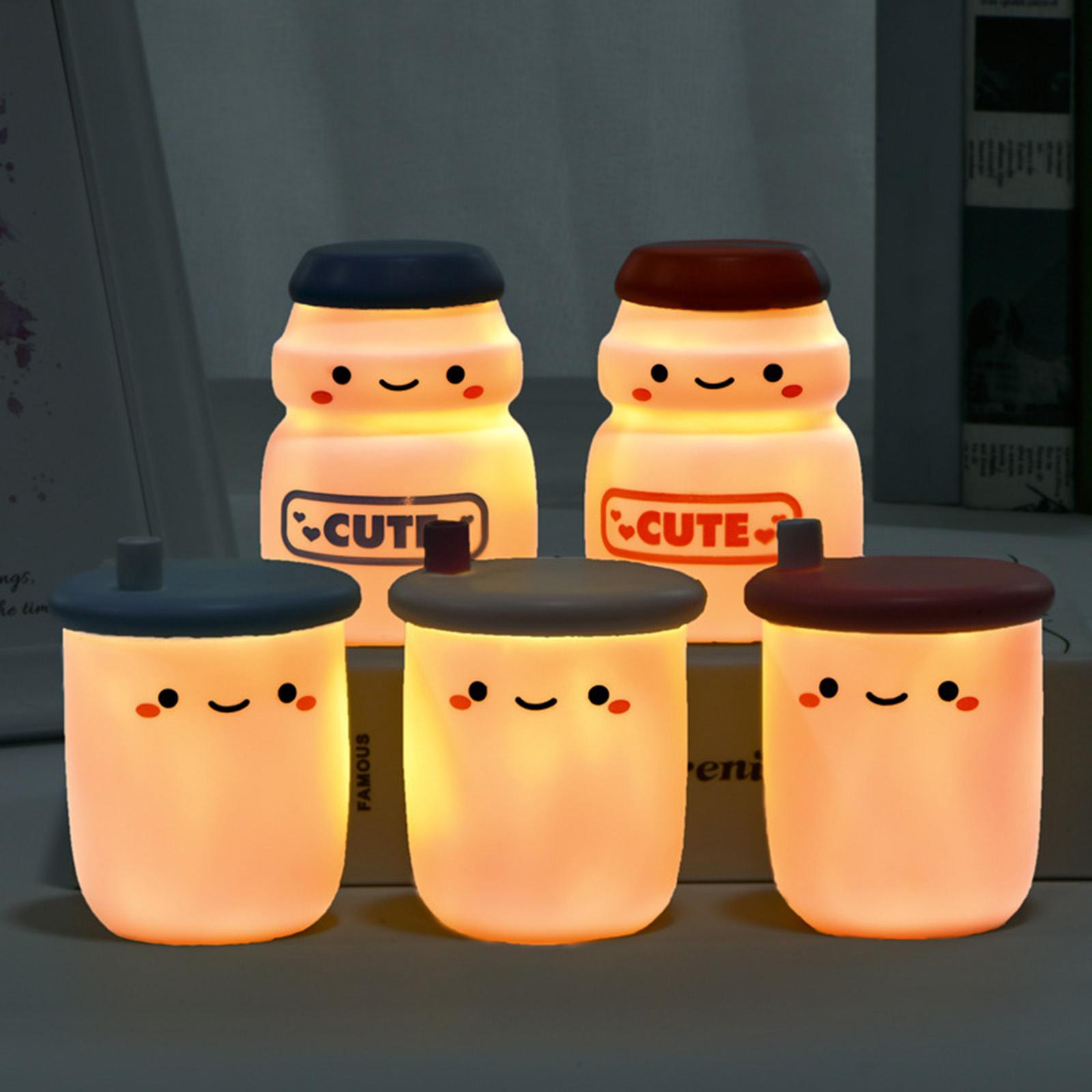 LED Yakult Bottle Night Light Button Battery for Children Girl Gifts Bedroom