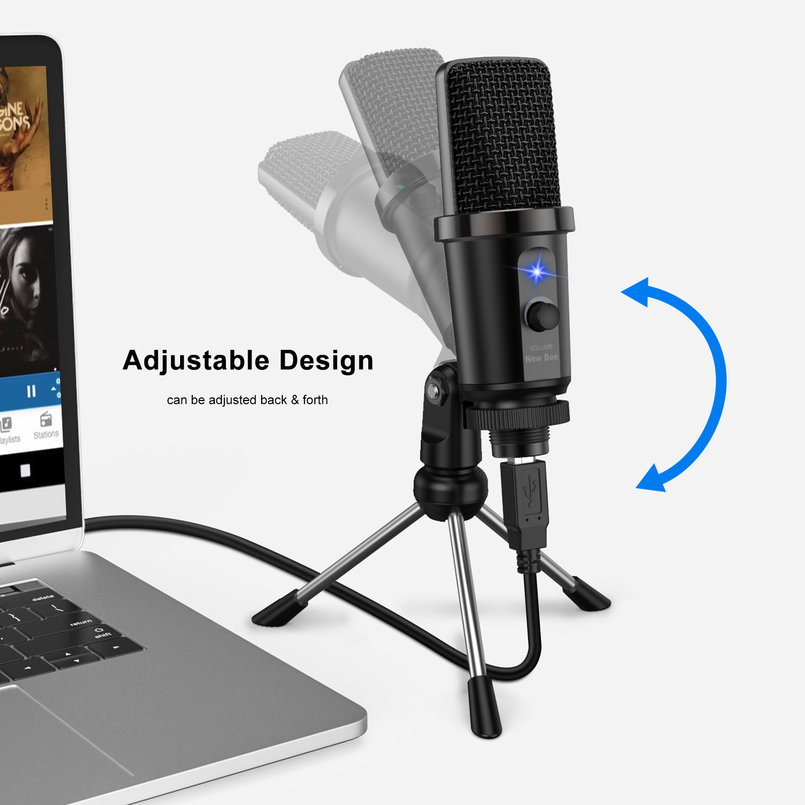 Micrô USB BEE MỚI cho Máy tính ghi âm có chân đế cho Phòng thu máy tính xách tay