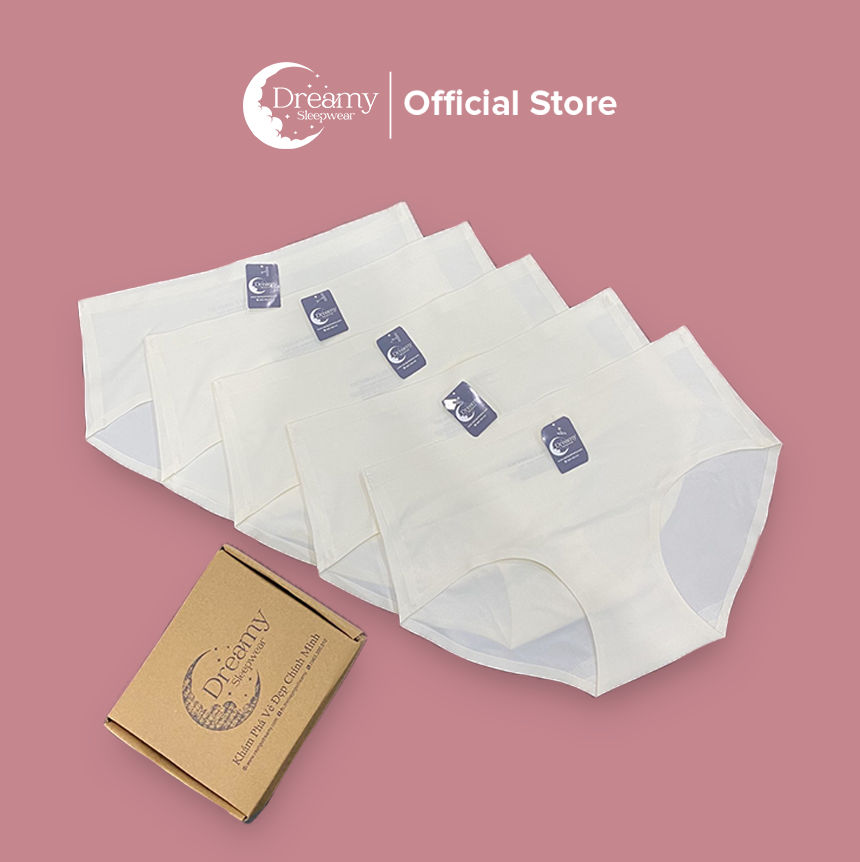 Combo 5 quần lót su nữ trơn không đường may thoáng mát mềm mịn Dreamy màu trắng - QS02-06