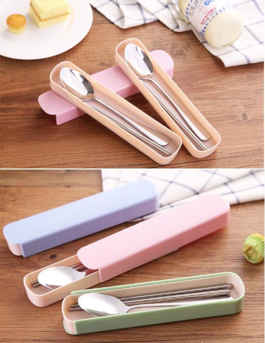 Bộ muỗng đũa INox du lịch siêu nhẹ chỉ 68gam, bộ thìa đũa du lịch cơm trưa văn phòng