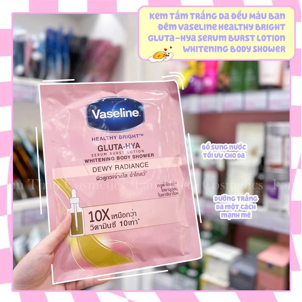 Kem tắm trắng Vaseline Gluta-Hya Whitening Body Dewy Radiance Shower 120g( không có tem phụ- không xuất hóa đơn đỏ )