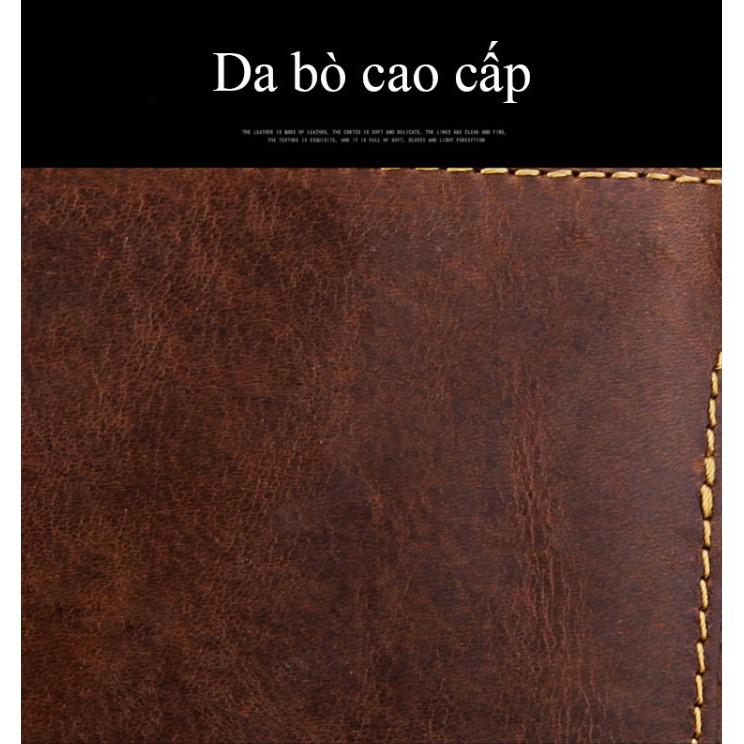 Ví đa năng nam bảo vệ RFID, da bò màu nâu cổ điển