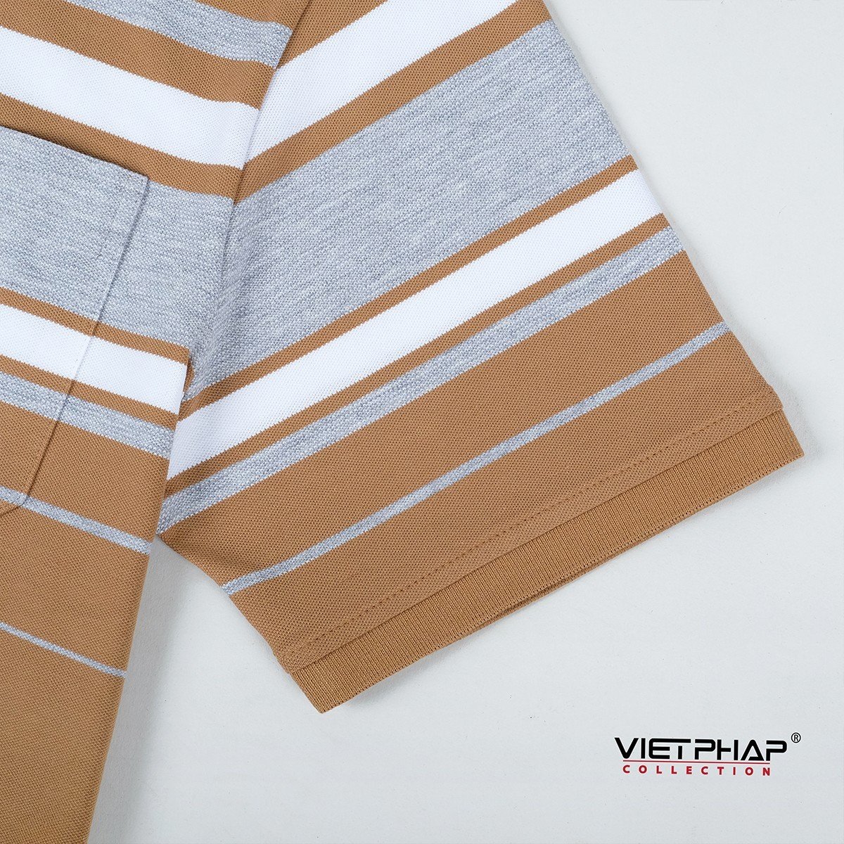 Áo Thun Cá Sấu Sọc Cao Cấp VIỆT PHÁP / Form Suông- Chất liệu cotton co dãn và thấm hút mồ hôi tốt 8802