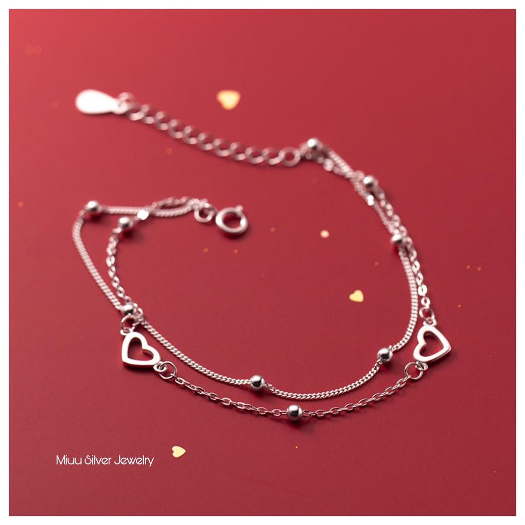 Lắc tay bạc Miuu Silver, vòng tay nữ trái tim Eternity Heart