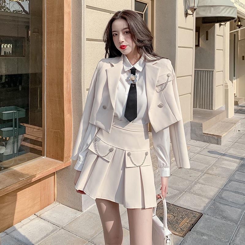 Set đồ Áo Blazer nữ +chân váy xoè xếp ly phong cách hàn quốc mẫu mới đẹp mã RB01