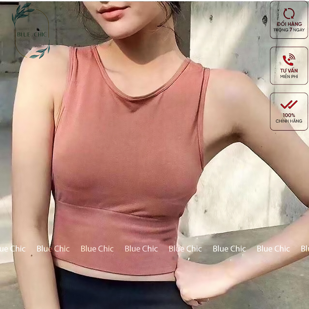Áo croptop nữ Blue Chic sát nách ba lỗ thun không tay kiểu ôm body tank top vải cotton co giãn tốt 3 màu đen trắng nâu