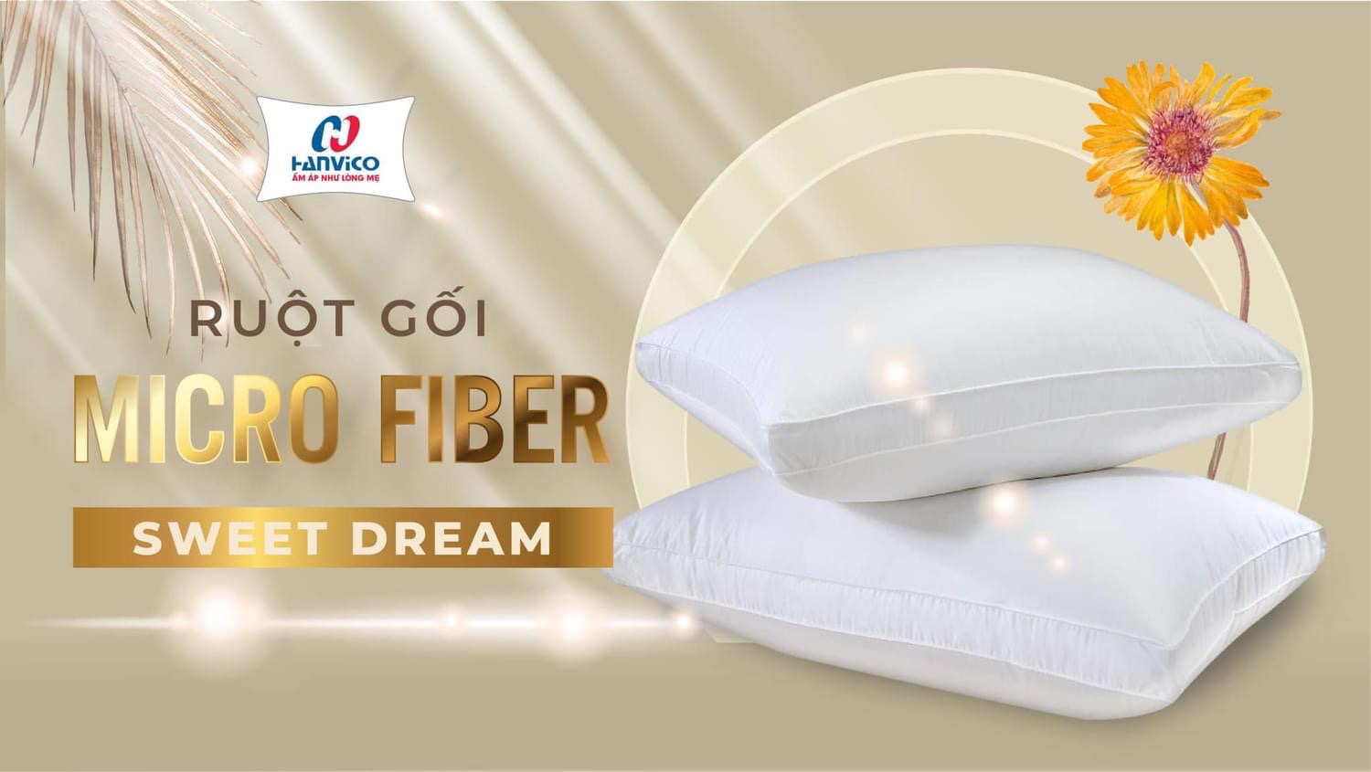 Ruột Gối Đầu ️ Hanvico bông Microfiber lông vũ nhân tạo cao cấp chuẩn khách sạn 5 sao