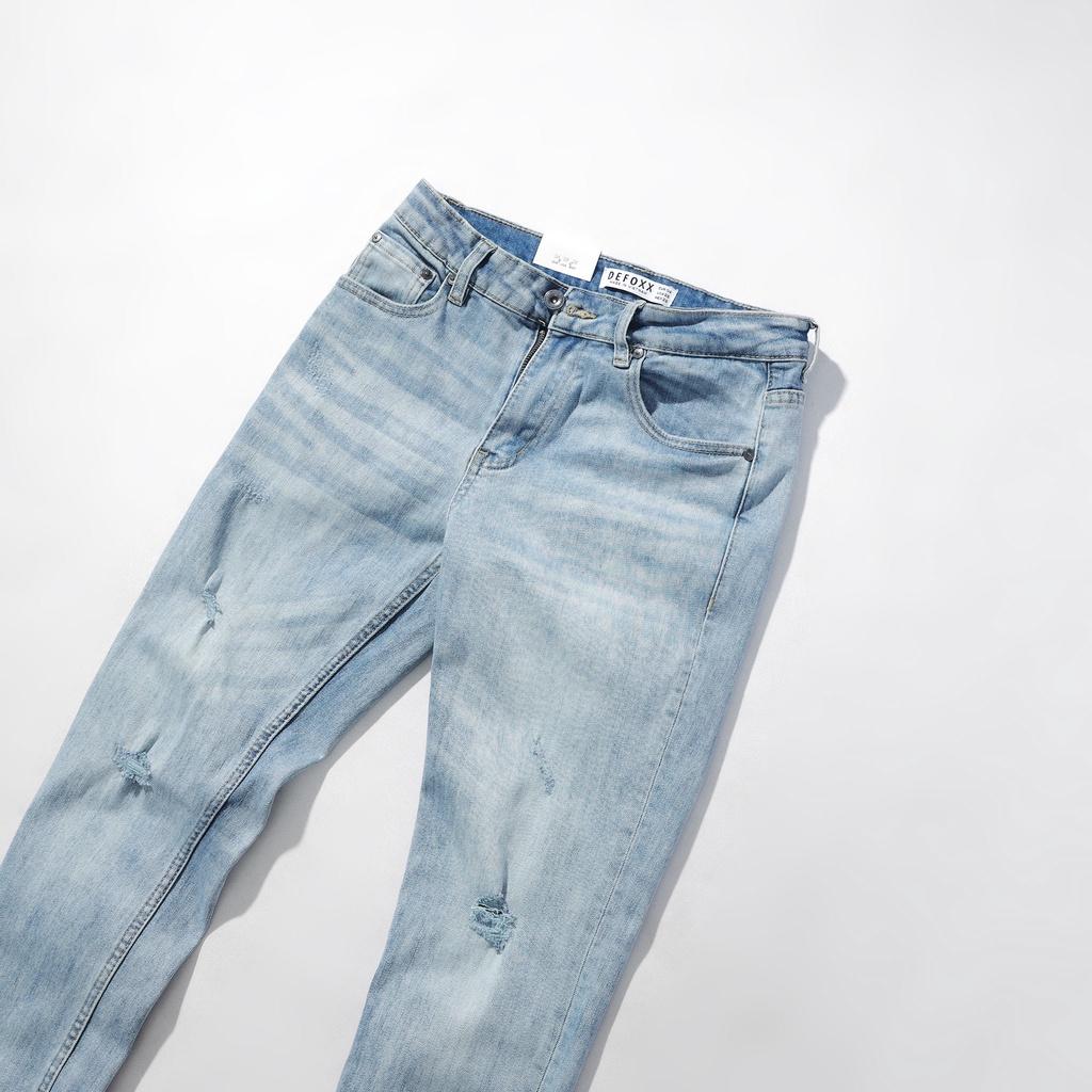 QUẦN JEAN xanh nhạt wash rách DF form slimfit - RIPPED JEAN WASH DF BLUE 230210 | LASTORE MENSWEAR