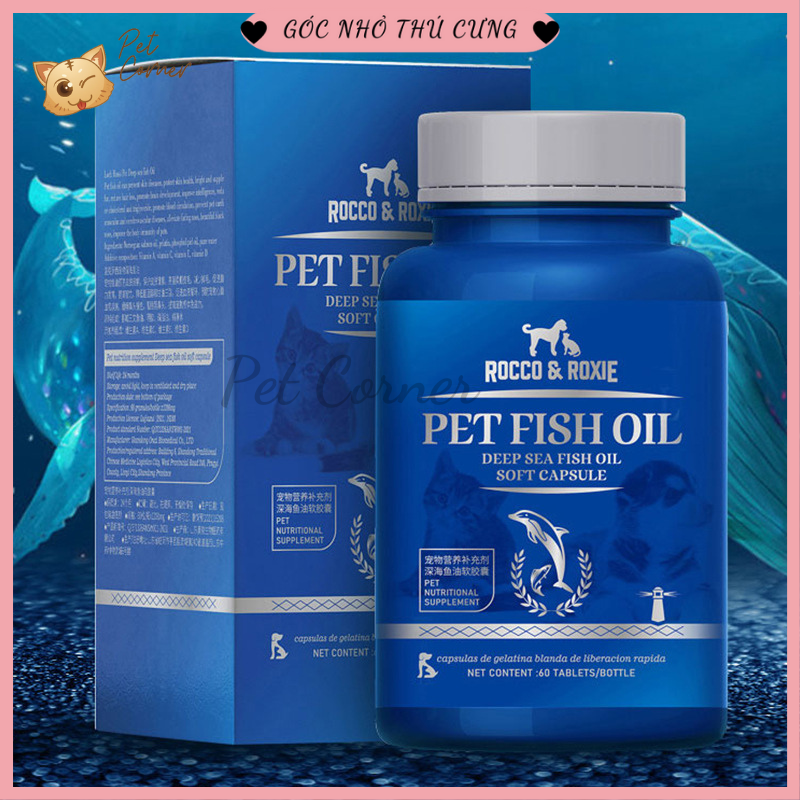 Viên dầu cá cho chó mèo Pet Fish Oil, bổ sung Omega 3, tăng sức đề kháng và dưỡng lông