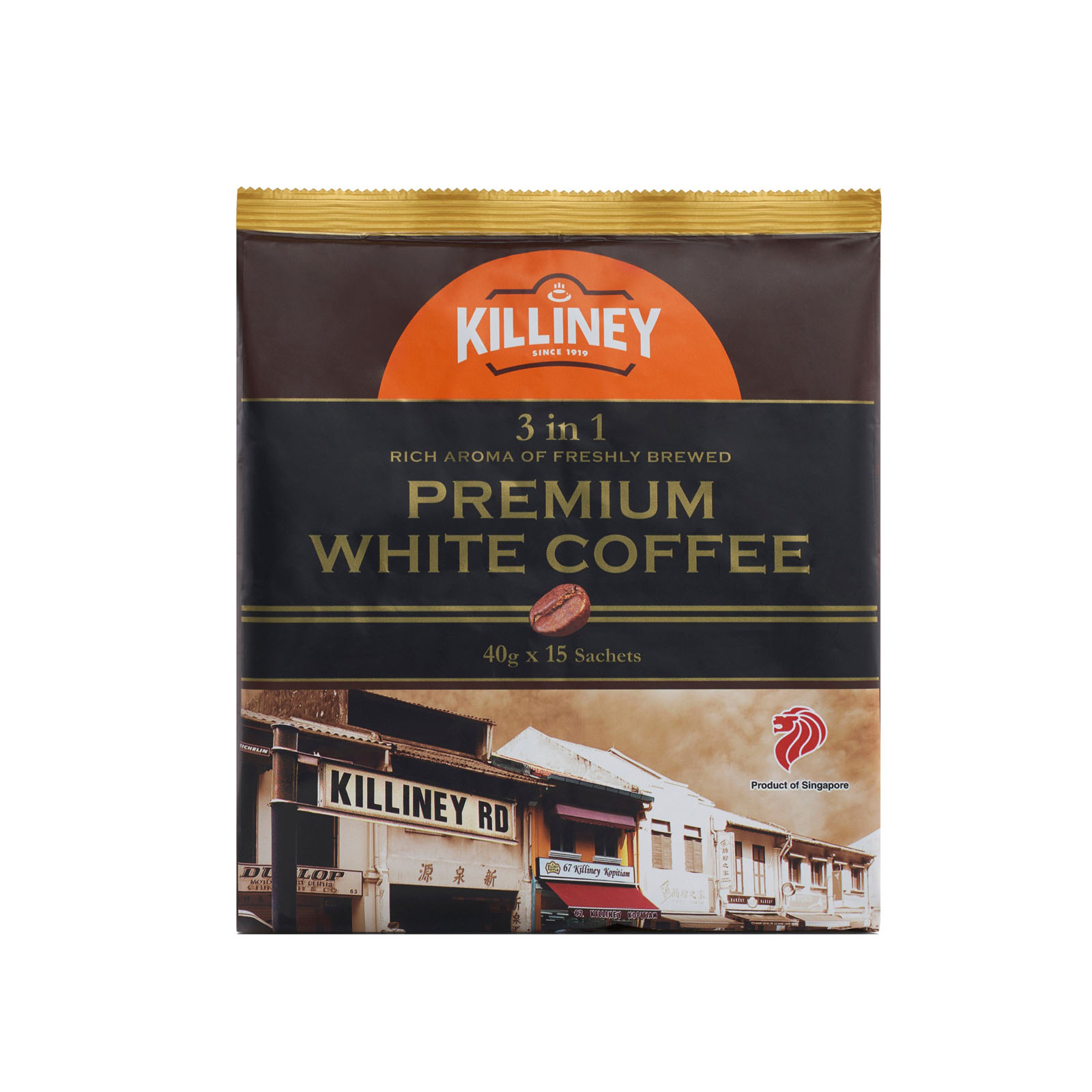 Túi 15 Gói Cà Phê Trắng Kem Sữa Hòa Tan 3-In-1 Cao Cấp Killiney 3-In-1 Premium White Coffee (15 gói x 40g)