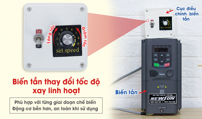 Máy Xay Thịt Làm Giò Chả, Xay Ruốc, Xay Cua, Xay Cá Công Nghiệp NEWSUN 10 Kg/ Mẻ - Hàng Chính Hãng