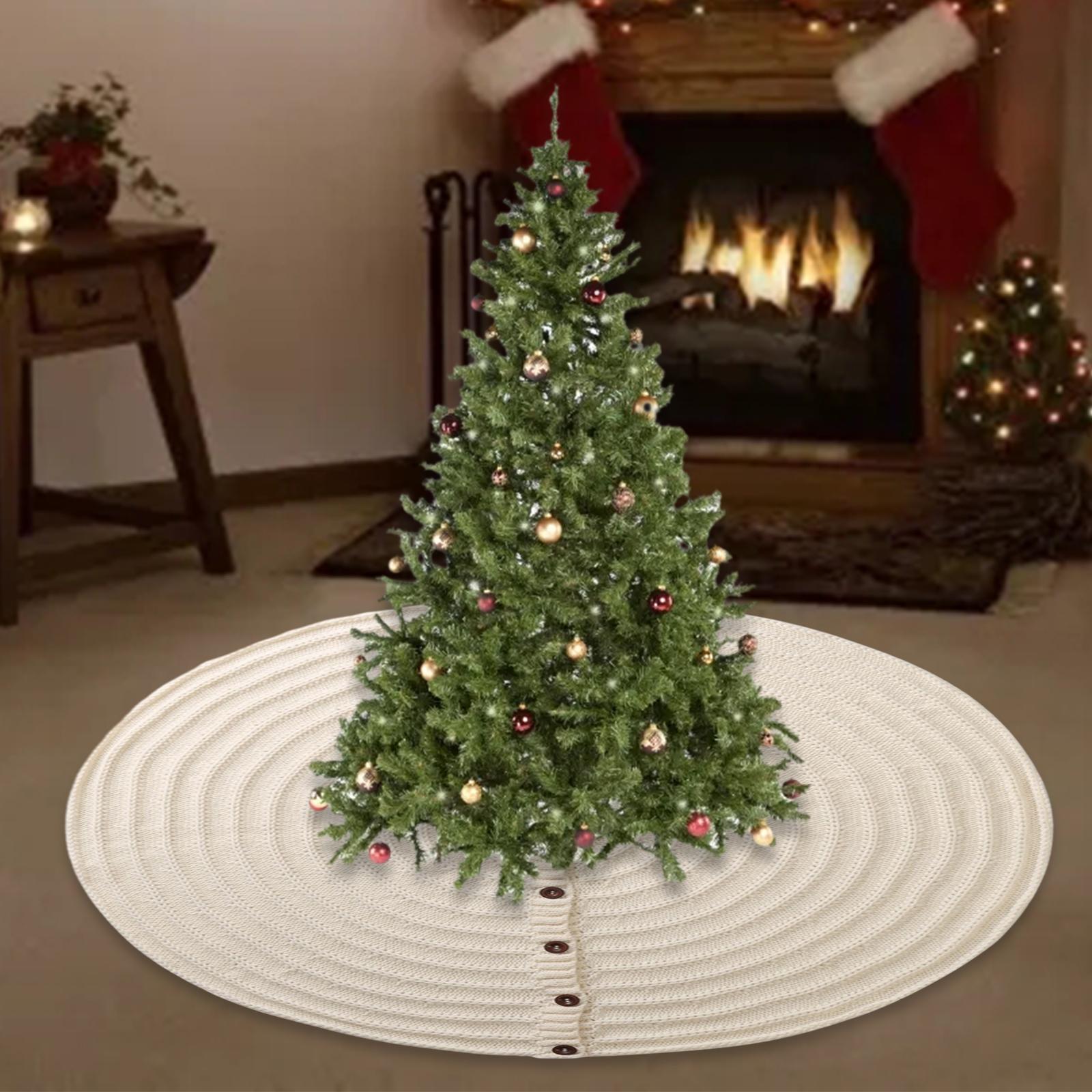 Christmas Tree Skirt Round Christmas Ornaments for New Year Family Farmhouse