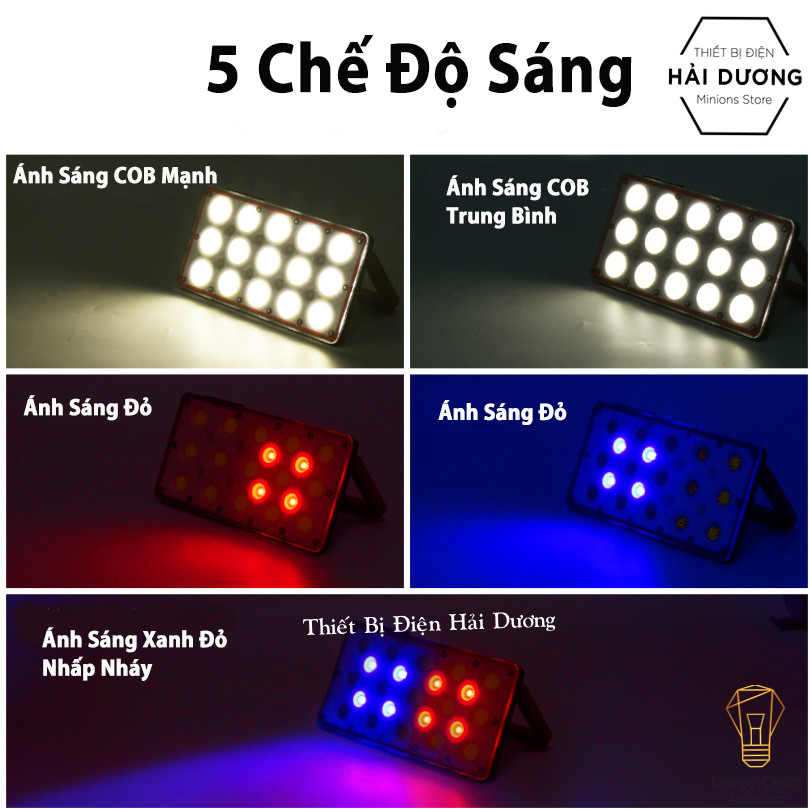 Pha Led Gz010 Siêu Sáng Pin Sạc Tích Điện Nhỏ Gọn Khi Dã Ngoại - 5 Chế Độ Sáng - Dung Lượng Pin Lớn