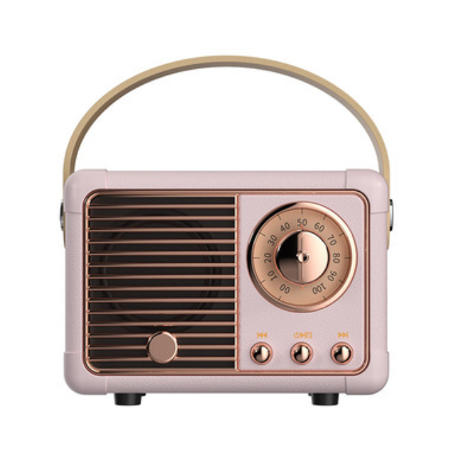 Loa Bluetooth V5.0 Âm thanh nổi Hifi Retro Loa di động không dây kiểu cổ điển Nhựa 3W Máy nghe nhạc toàn dải 50hz-20khz Màu sắc: Gen2 Hồng