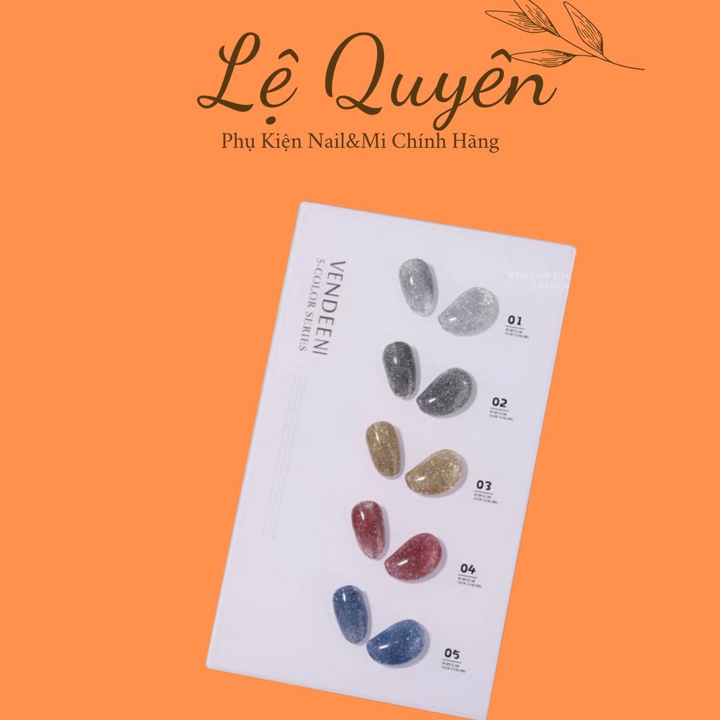 Set Sơn Gel Nhũ Flash Vendeeni 5 Màu Siêu Sáng_Tặng Kèm Bảng Màu& Móng