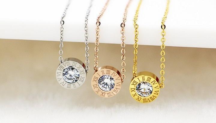 Dây Chuyền Mặt Tròn In Số La Mã Titan Ko Đen TT 1817 - 1 Cái