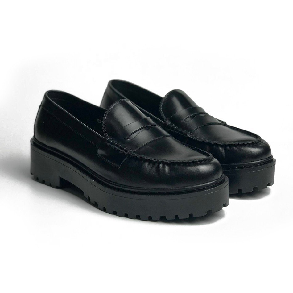 Giày tây lười Penny Loafer MAD Chunky Black & White công sở da bò cao cấp phong cách cá tính thời trang