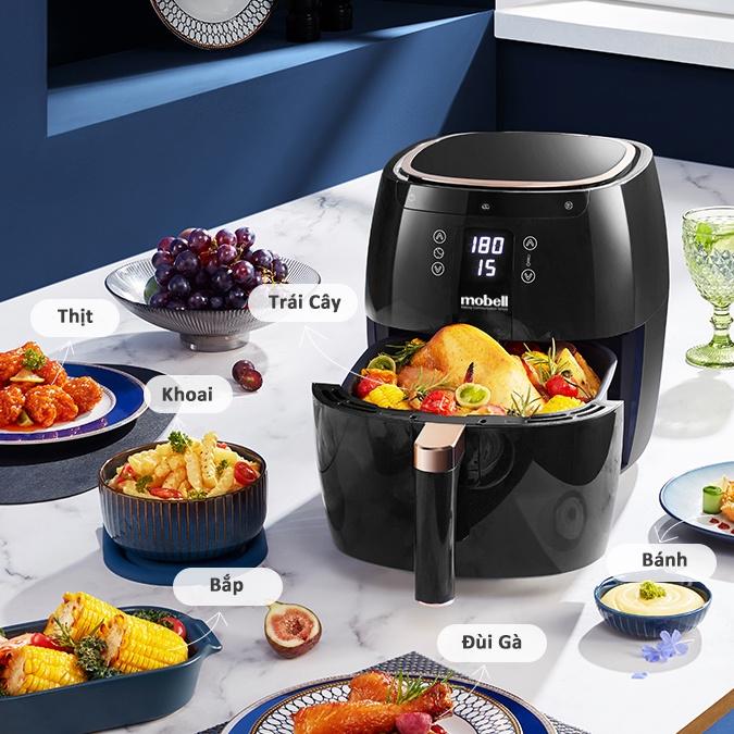 Nồi Chiên Không Dầu 5.8L Mobell AF-18-YJ Cảm Ứng Điện Tử Menu Cài Đặt Sẵn Hàng Chính Hãng Bảo Hành 12 Tháng