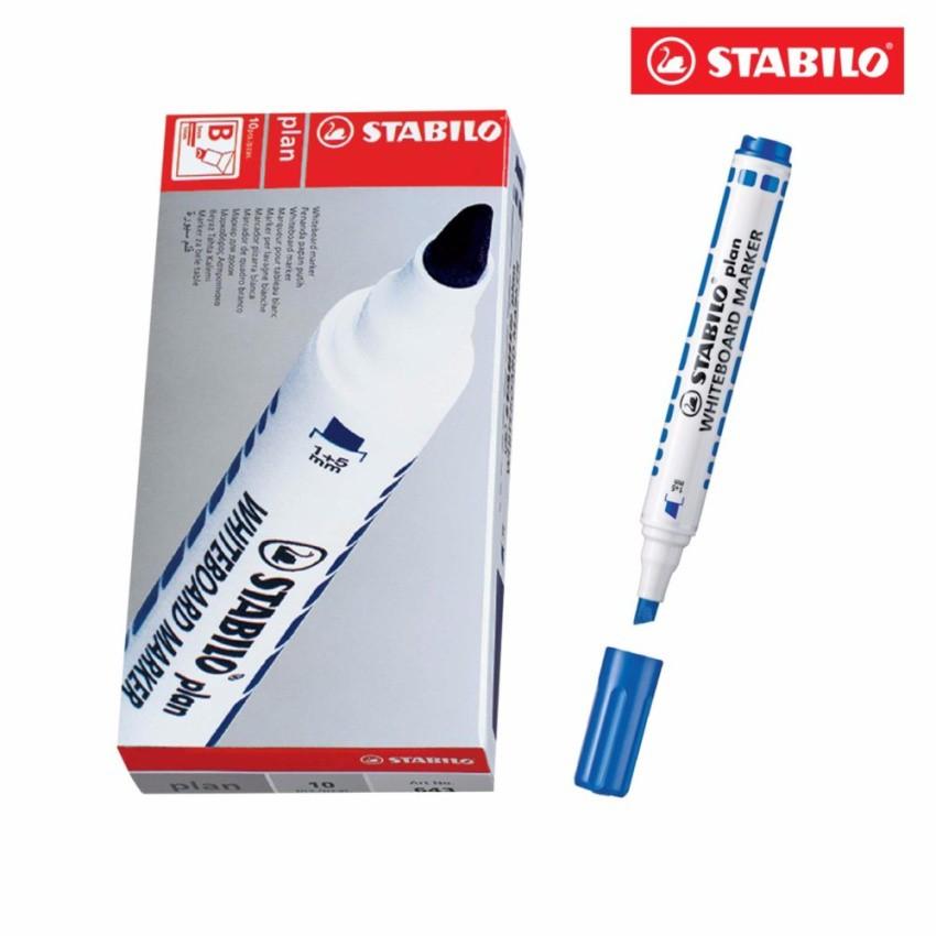 Hộp 10 Bút viết bảng đầu vuông STABILO plan WHITEBOARD MARKER (WM643/10