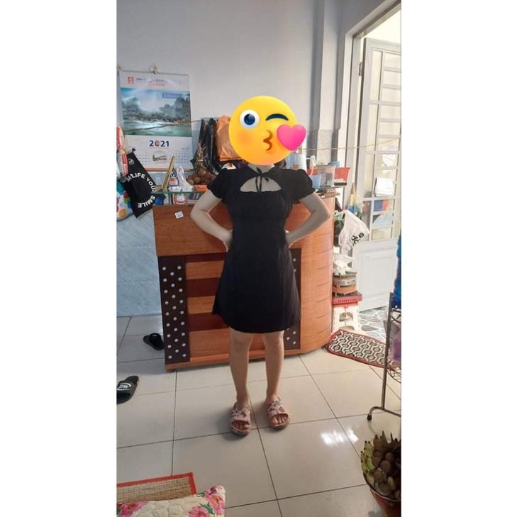 TBL-Ảnh thật Váy đầm nữ dáng ôm nhúm ngực cột dây tay con khoét ngực đen tím trắng