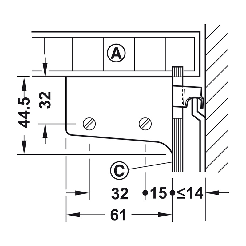 Phụ kiện treo tủ, tủ treo tường, khả năng chịu tải 150 kg/cặp, bắt vít Hafele - 290.00.740