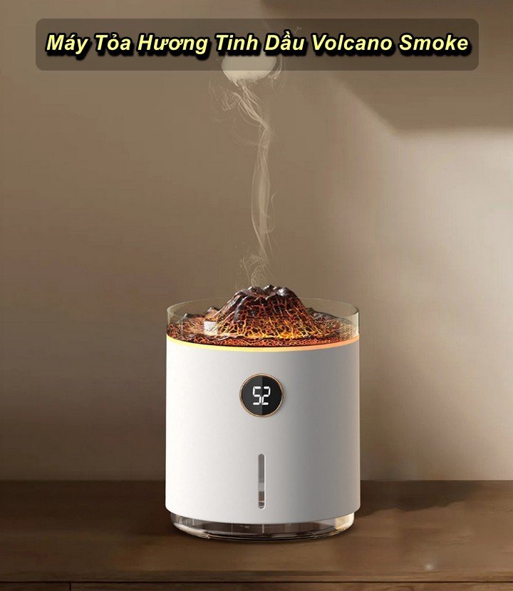 Máy Tạo Độ Ẩm Khuếch Tán Hương Thơm Volcano Smoke 350ml Đèn LED Hiệu Ứng Núi Lửa - Home and Garden