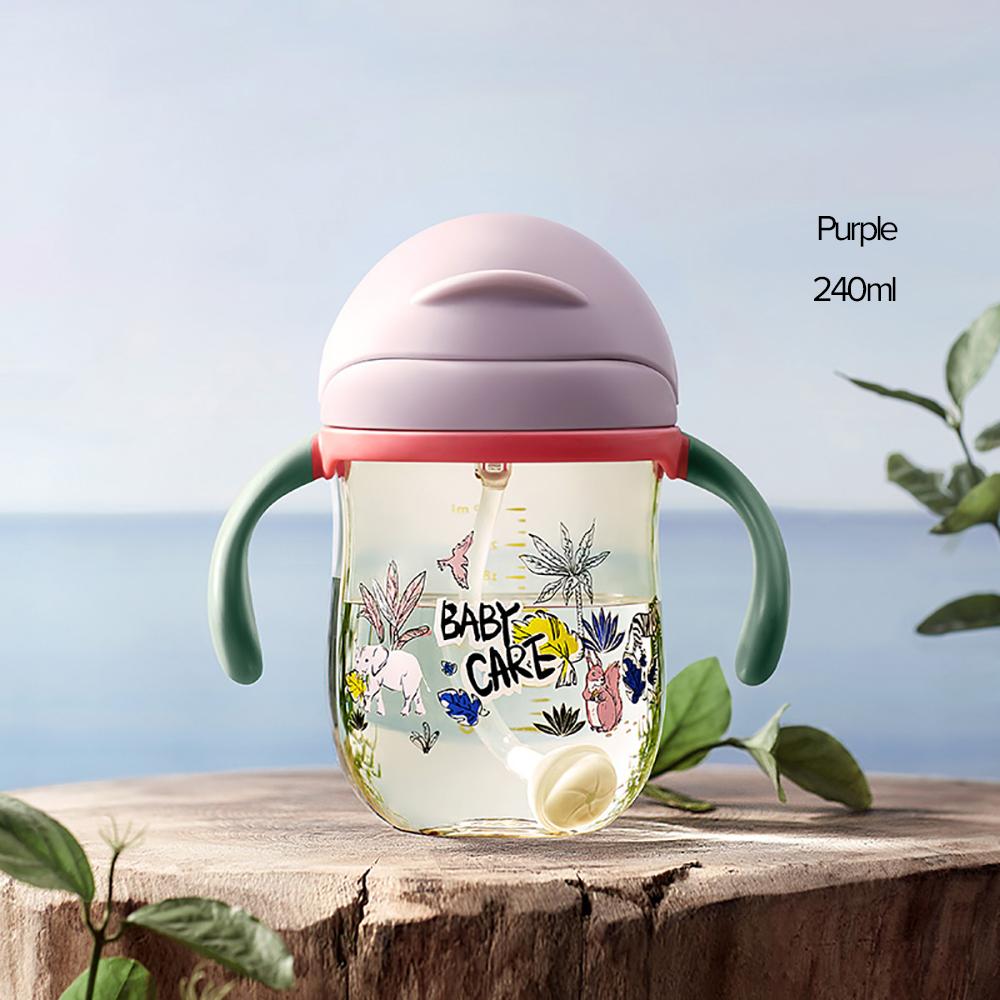 Trước Công Nguyên Babycare Bé Sippy Cup In Chống Nghẹn Ngào Tay Cầm & Sling Cho Ăn Mỏ Vịt Cúp Bi Trọng Lực Uống Học Ống Hút bình Nước