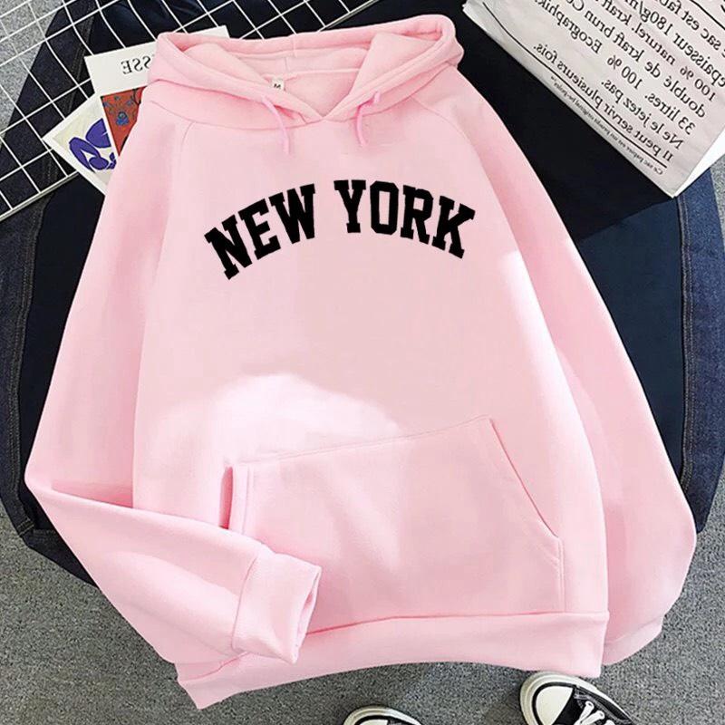 Áo hoodie nam nữ in chữ newyork vải nỉ bông mềm mịn nón 2 lớp