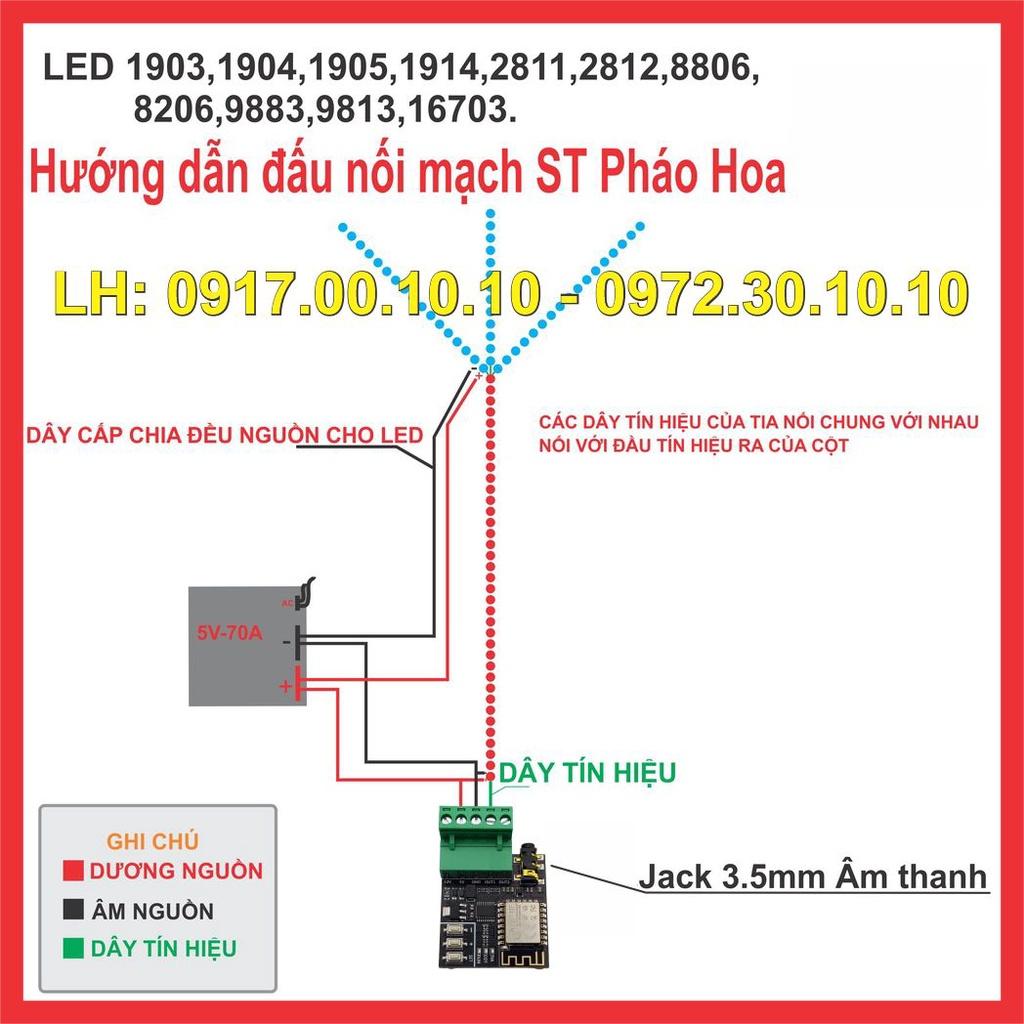 Mạch led hiệu ứng phá.o hoa ST wifi có âm thanh 2023