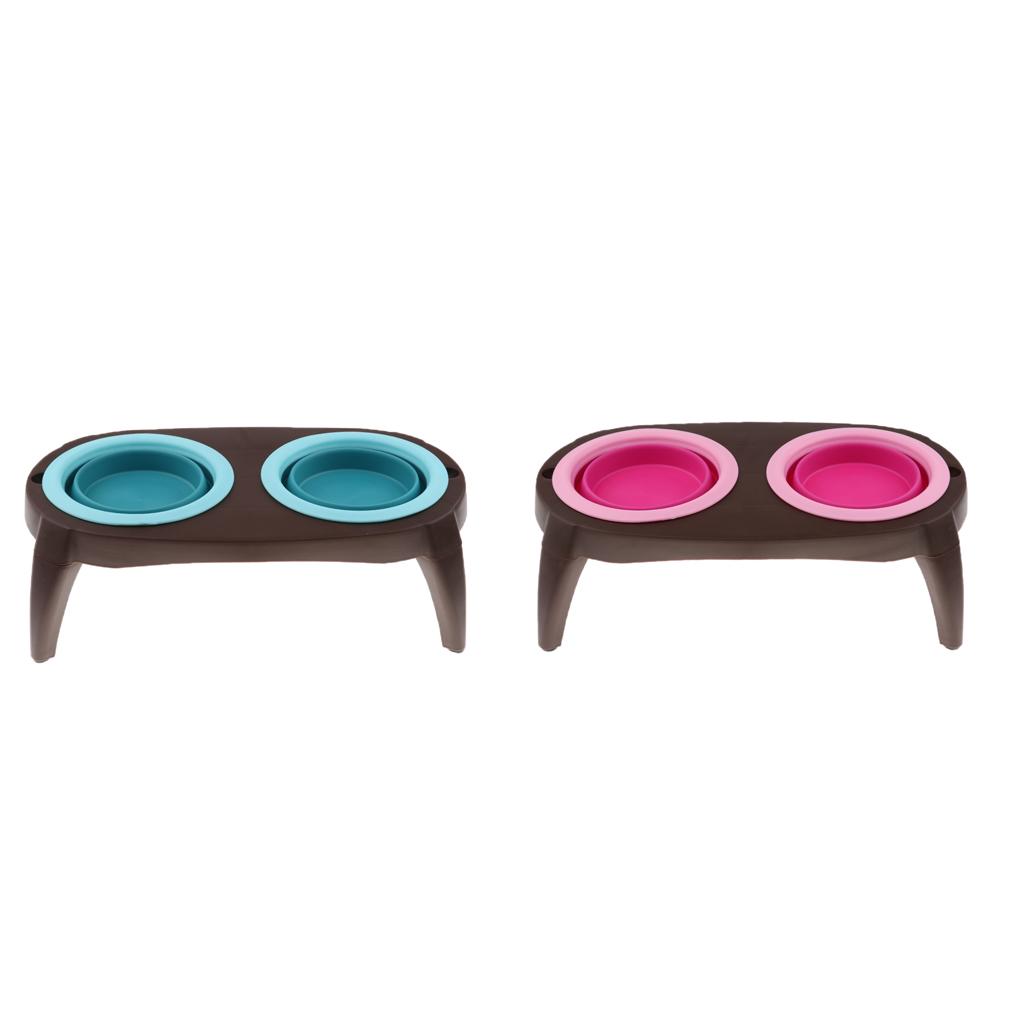Removable Dog Folding Bowl Pet Cat Puppy Food Water Feeding Travel Bowl Pink