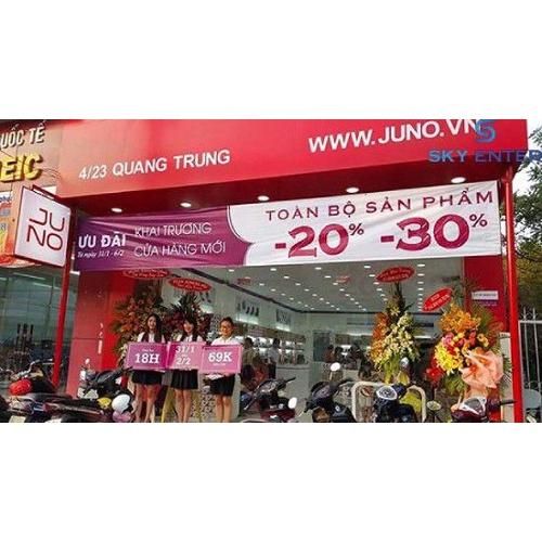 Băng rôn khai trương - In kỹ thuật số trên Loại vải bạt, đơn giá theo mét dài và theo khổ rộng.