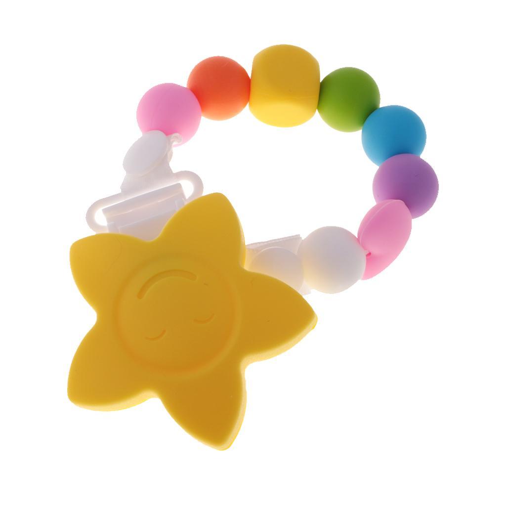 2 In 1 UUnisex Baby Pacifier Clip Food Grade Silicone Teether Beads BPA Free Chain for Drooling and Teething Baby