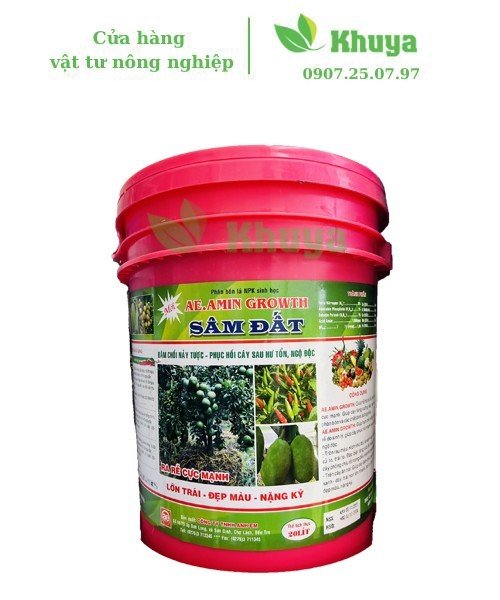 Phân bón NPK sinh học AE Xô Sâm Đất Hồng 20 lít Ra rễ - Lớn trái - Đẹp màu