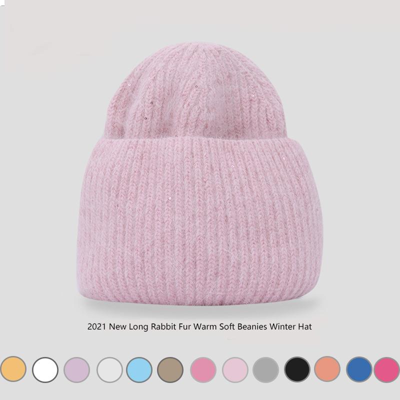 2021 Mới Thời Trang Thu Đông Hình Thỏ Tóc Mùa Đông Mũ Ấm Beanies Nón Thường Ngày Cho Nữ Trưởng Thành Cashmere Dệt Kim Bò Nón