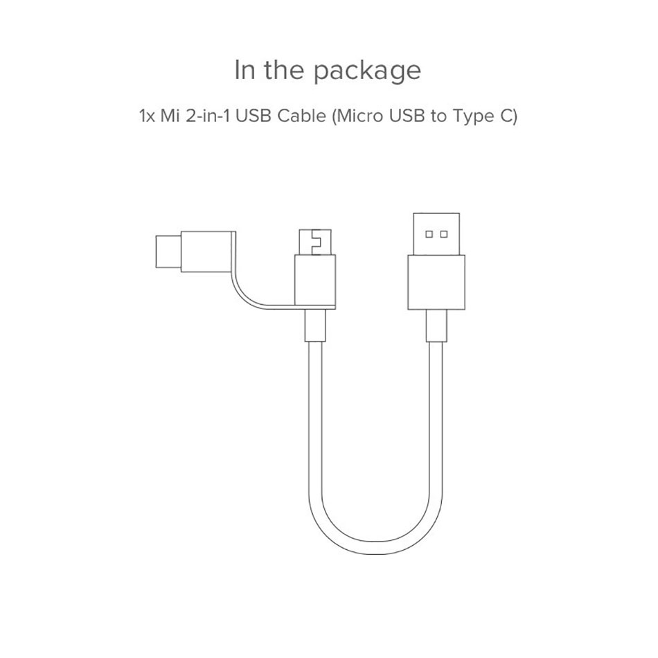 Dây sạc Xiaomi 2 trong 1 Micro Usb và type C 1m SJX02ZM  tích hợp 2 đầu sạc khác nhau - Hàng nhập khẩu