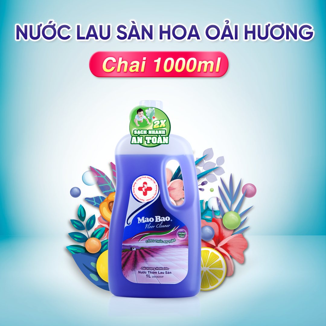 Nước Lau Sàn Diệt Khuẩn Mao Bao Hương Hoa Oải Hương chai 1000ml