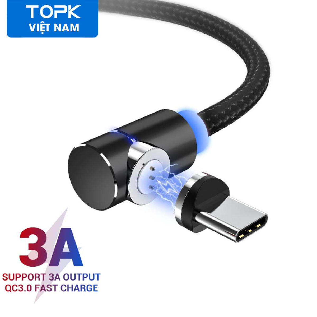 [HÀNG CHÍNH HÃNG] Cáp sạc nhanh từ tính TOPK AM69 USB-Type-C cho Samsung Huawei,... - Phân phối bởi TOPK VIỆT NAM