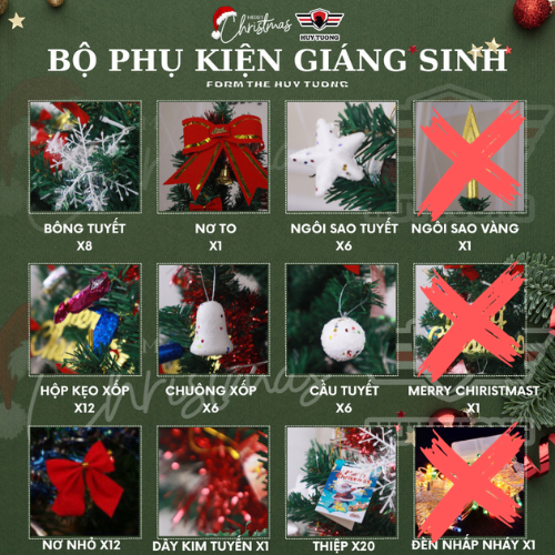 Cây thông noel màu xanh đầu tròn 2in (Cây 150cm)