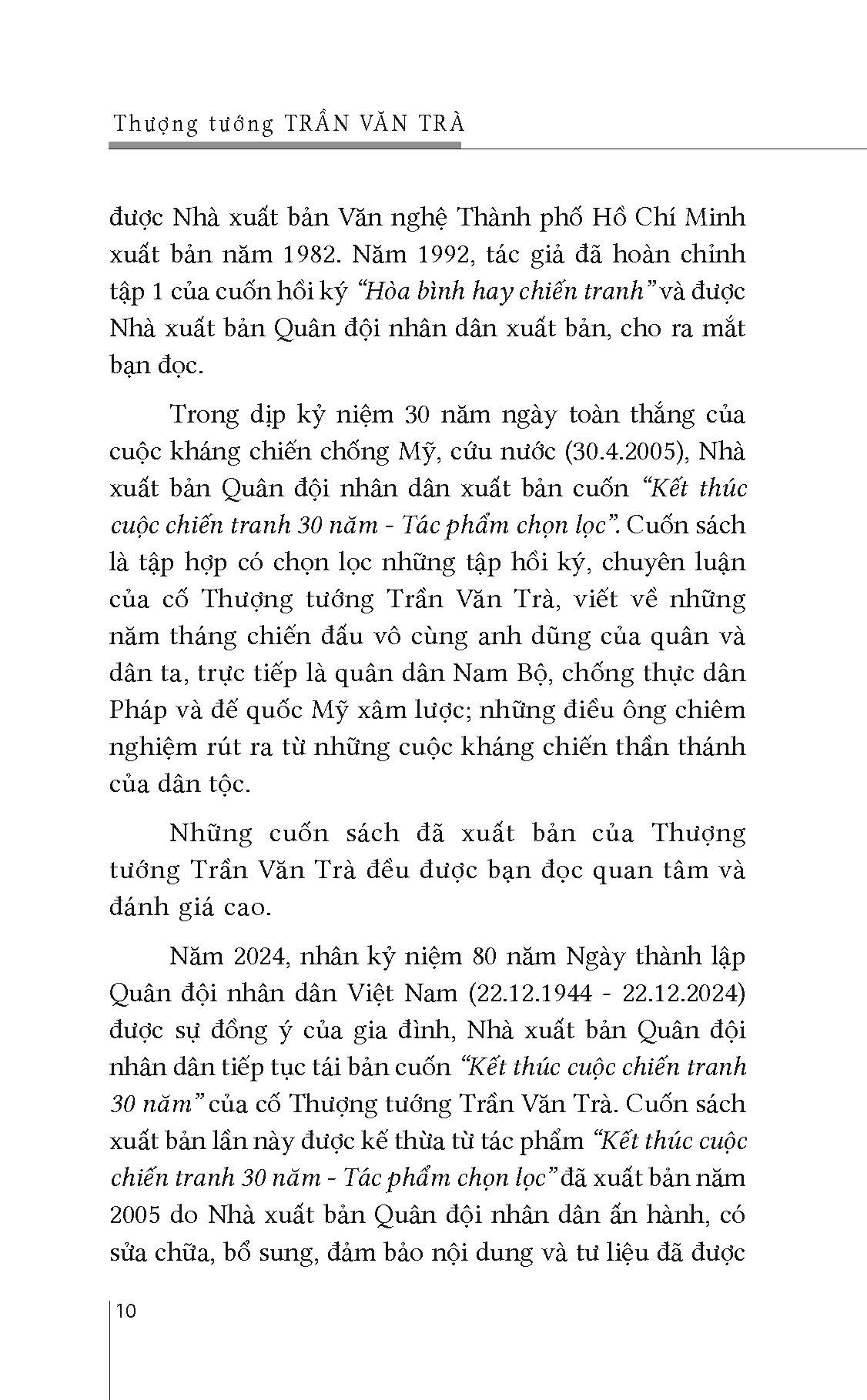 Kết Thức Cuộc Chiến 30 Năm - Thượng tướng Trần Văn Trà