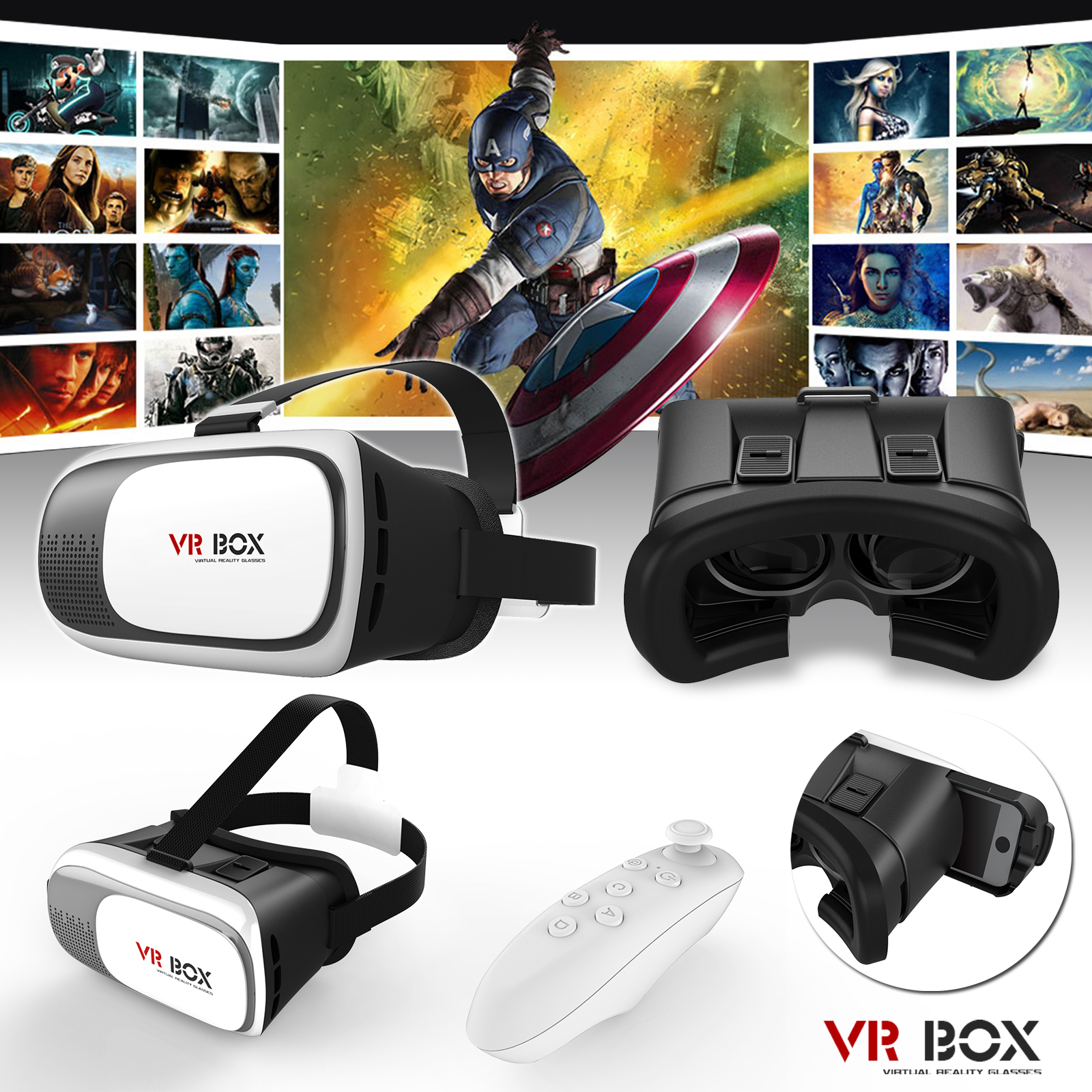 Kính Thực Tế Ảo VR BOX Trắng Cao Cấp AZONE - Hàng Nhập Khẩu