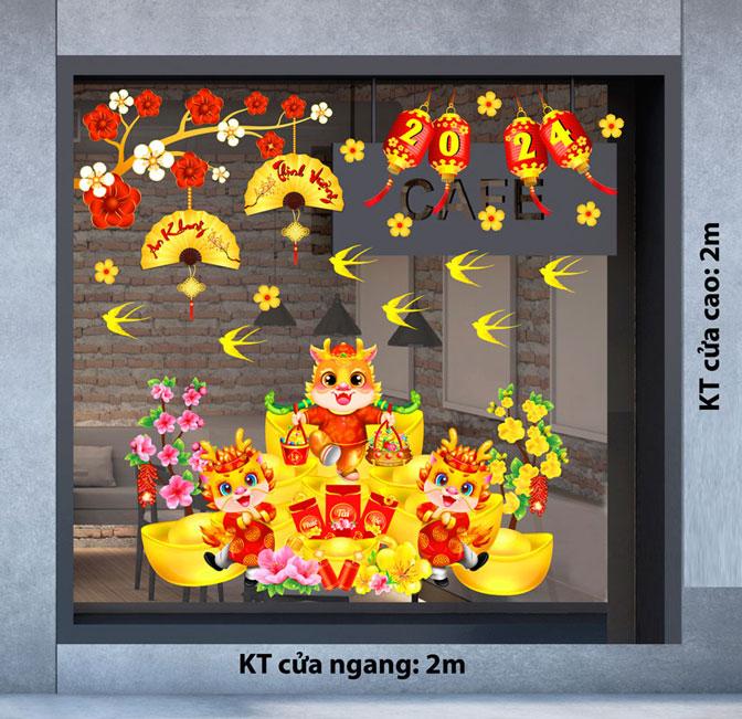 DECAL TRANG TRÍ TẾT 2024 CHO TIỆM SPA