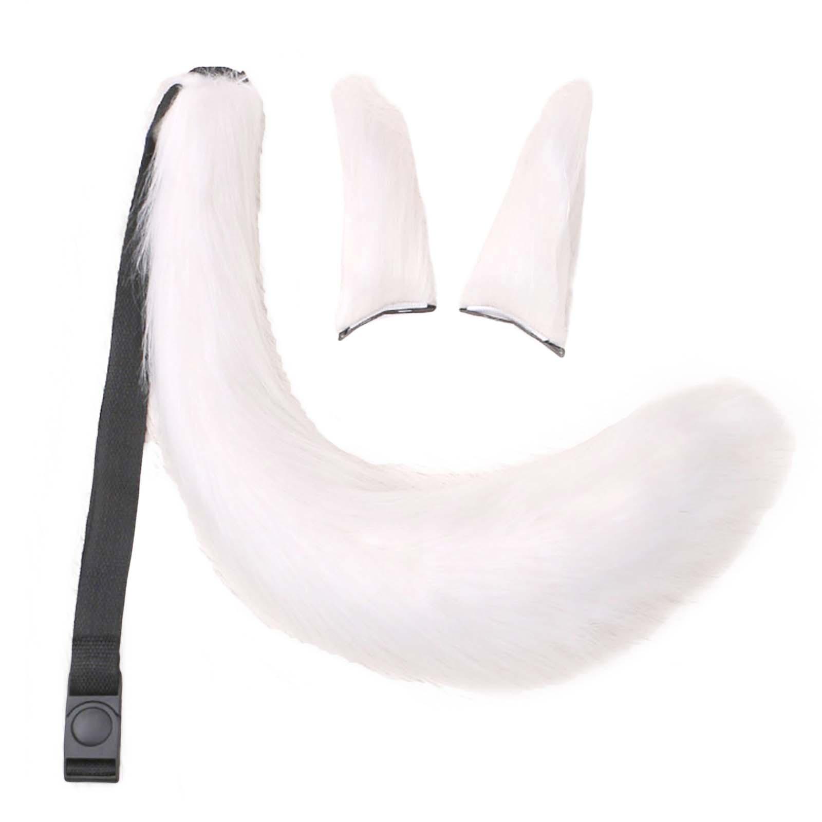 3x Plush Ears and Tail Set Lolita Cosplay Hair Accessories Headdress for Kids Adult