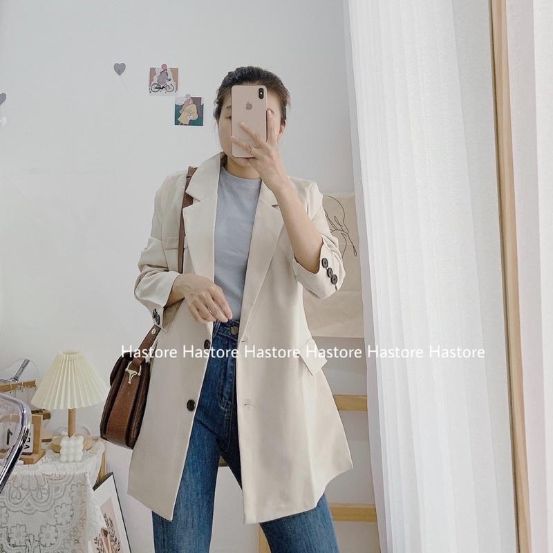 Blazer màu be 2 cúc áo ( ảnh tự chụp )