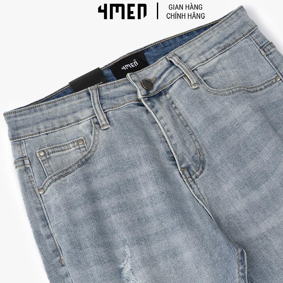 Quần Jeans Nam Cao Cấp Xanh Rách 4MEN QJ039